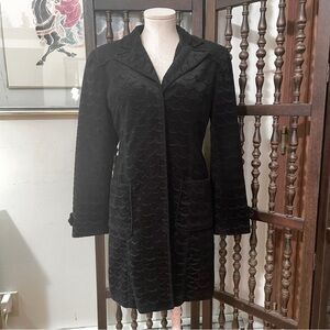 KAOS Vintage 90s Black Brushed Velvet Coat Peacoat Size Medium